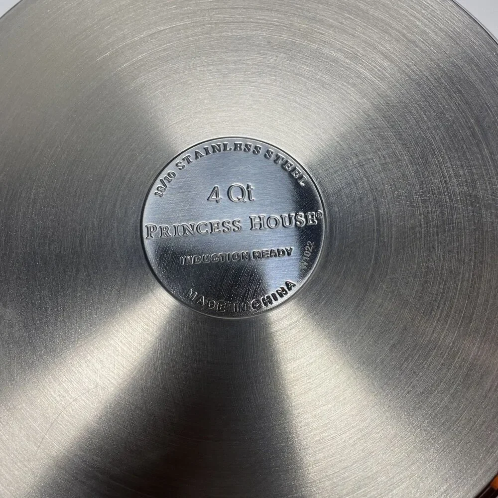 Princess House Heritage 4” Fry Pan / Stainless w/etched Glass Lid